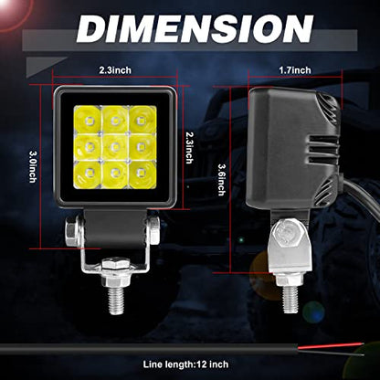 2 Inch Pod Lights 2PCS 54W Motorcycle Driving Fog Light Spot LED Work Light Bar Square LED Cubes Light Pods Reverse Lights for Offroad Jeep F150 Silverado Trucks UTV ATV Dirtbike Boats - color: White