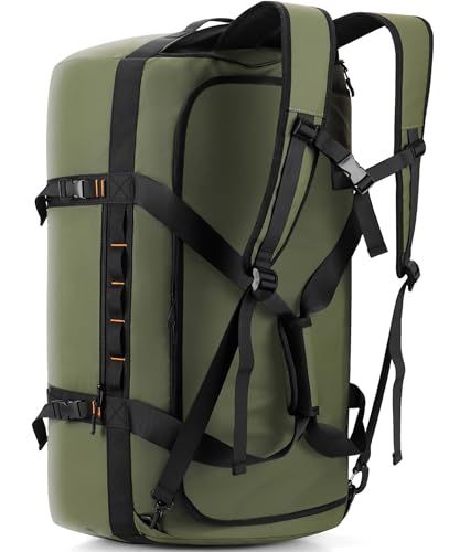 Hulongo 40L/60L/90L Large Waterproof Duffle Bag Backpack for Men, Mens Duffel Backpack Bags for Traveling, Heavy Duty (Green, 90l) - color: Green, size: 90L