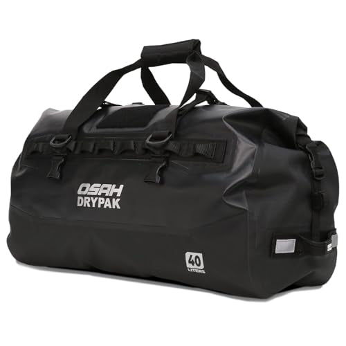 Waterproof Duffel Bag - Motorcycle Dry Bag 40L Tail Bag with Large Storage Space, Waterproof Duffle Bags with Outer Mesh Zipper Pocket for Camping, Kayaking, Fishing & Traveling-Black - color: Black, size: 40L
