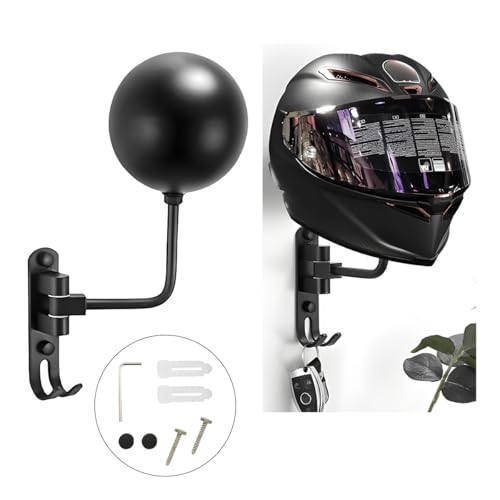 povtii Helmet Hanger Wall Mount, 180° Rotatable Helmet Holder, Bicycle Helmet Hanger with Hooks, Motorcycle Accessories (Wall Mount) - color: Wall Mount