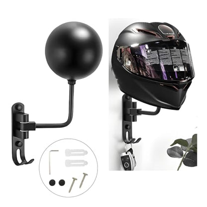 povtii Helmet Hanger Wall Mount, 180° Rotatable Helmet Holder, Bicycle Helmet Hanger with Hooks, Motorcycle Accessories (Wall Mount) - color: Wall Mount