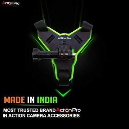 Action Pro Helmet Chin Mount Strap Compatible with All Smartphones GoPro Hero 12 11 10 9 8 7 6 5 4 SJCAM and All Action Cameras (Green) - color: Green