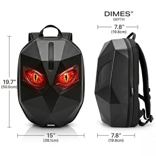 Motorcycle Helmet Backpack, Expandable Hard Shell LED Backpack with Programmable Screen, Water-Resistant Riding Bag & Laptop Daypack for Men, App Controlled DIY Display for Night Safety