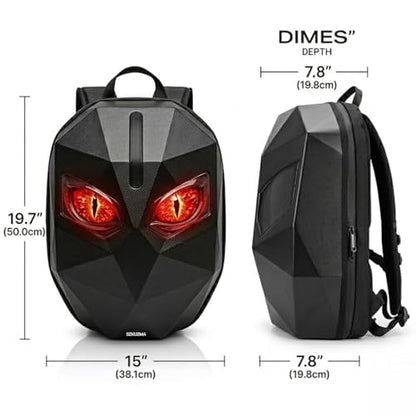 Motorcycle Helmet Backpack, Expandable Hard Shell LED Backpack with Programmable Screen, Water-Resistant Riding Bag & Laptop Daypack for Men, App Controlled DIY Display for Night Safety