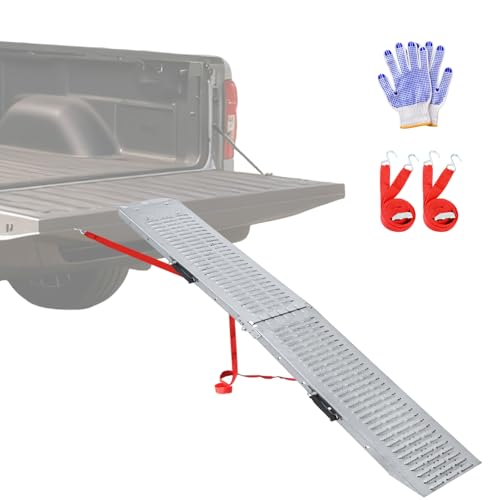 LIEKUMM 66" Folding Motorcycle Ramp, 440 lbs Heavy Duty Loading Ramp for Pickup Trucks, Portable Truck Ramp for Dirt Bike, Trailer, Lawn Mower - size: 66"L x 9"W（1pc）