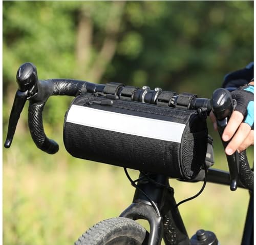 Urban Roll E-bike Handlebar Bag Waterproof Bicycle Front Bag for Mountain Multiuse Crossbody Hand Bag (Black, Medium) - color: Black, size: Medium
