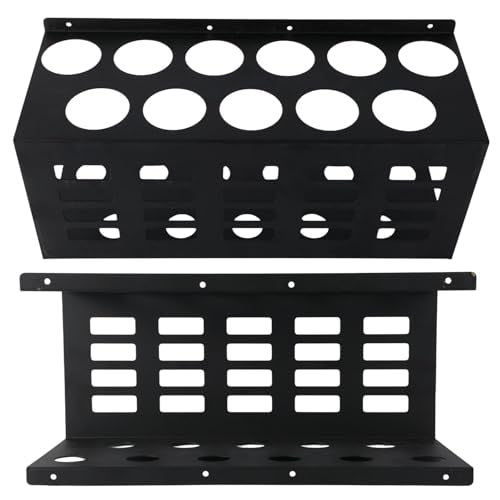 Penitue 2pcs Wall Mount Caulk Tube Holder, Durable Carbon Steel Sealant Storage Rack with Holds 11 Tubes for Workshop Shop Garage (Black)