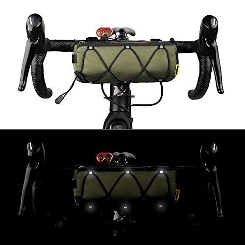 Rhinowalk Bike Handlebar Bag, Bicycle Front Bag Shoulder Bag Storage Bag with Shoulder Strap for Road Mountain Bike Cycling Travel - color: Green