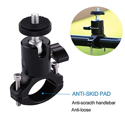 PULUZ Camera Handlebar Mount for Gopro Bike Motorcycle Mount, Aluminum Bicycle Camera Adapter Mount Holder for GoPro Hero 12/11/10/9/8/7 All Model/DJI OSMO Action Camera Accessories