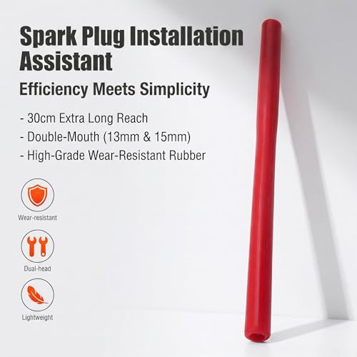 Car Spark Plug Socket, Portable Easy-Install Spark Plug Removal Tool, Anti-Slip Rubber Socket Set, Dual-Size Boot Removal Tool, for Car Motorcycle Maintenance (Red)