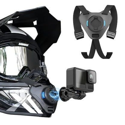 Magnetic Quick Release Motorcycle Dirt Bike Bicycle Strap Holder Clamp Mounts Compatible with Go Pro Hero 13,12,11,10, 9, 8, 7,DJI Osmo Action 2,3,4,5 pro,AKASO and Most Action Cameras - color: Adjustable Version