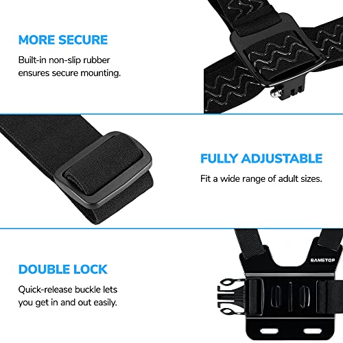 Head Mount Strap Chest Mount Harness Chesty Kit Compatible with GoPro Hero 13, 12, 11, 10, 9, 8, 7, 6, 5, 4, Session, 3+, 3, 2, 1, Hero (2018), Fusion, Max, DJI Osmo Action Cameras