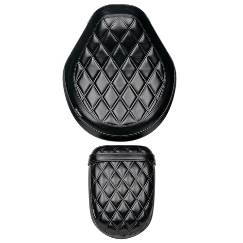 Motorcycle Rider & Passenger Comfort Seat Fit for Rebel 1100 CMX1100 2021 2022 2023 2024 2025 2026, Front Rear Solo Saddle Back Cushion Pillion Pad, Black Stitching - color: Front & Rear - Black-A