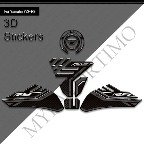 Motorcycle Tank Pad Compatible with Yamaha YZF R9 YZFR9 2025 2026 Motorcycle Fuel Tank Protector Gas Tank Decals YZF R9 Tank Pad Fuel Tank Kit Knee Stickers Decals Protection (A-12) - color: A-12