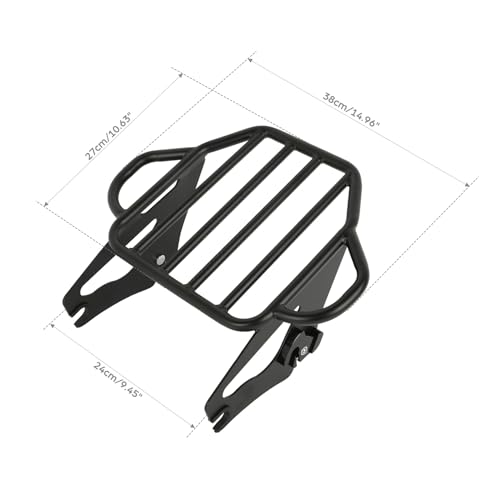 XFMT Motorcycle King Detachable Two-Up Luggage Rack for Harley Touring Road King Street Glide Road Glide Electra Glide 2009-Later, Flat Black - color: Harp-Shape Luggage Rack-Matte Black