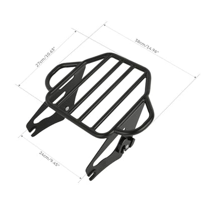 XFMT Motorcycle King Detachable Two-Up Luggage Rack for Harley Touring Road King Street Glide Road Glide Electra Glide 2009-Later, Flat Black - color: Harp-Shape Luggage Rack-Matte Black