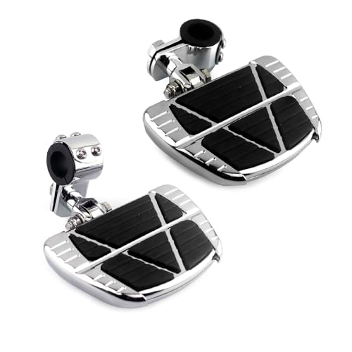 Motorcycle 1",1.25",1 1/3" Highway Footpegs, Adjustable Highway Peg w/ 3-Piece Clamp for Harley Touring Softail Dyna Sportster w/25mm 32mm 34mm Engine Guard Crash Bar - color: Style #6 Chrome