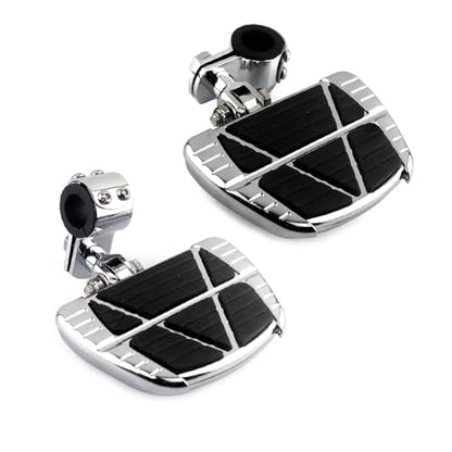 Motorcycle 1",1.25",1 1/3" Highway Footpegs, Adjustable Highway Peg w/ 3-Piece Clamp for Harley Touring Softail Dyna Sportster w/25mm 32mm 34mm Engine Guard Crash Bar - color: Style #6 Chrome