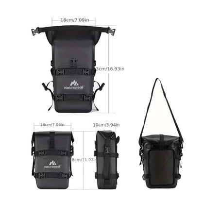 Motorcycle Rear Rack Bag 8L Waterproof Motorcycle Tail Bag PVC Pannier for Motorbike, Dirt Bike, Bicycle and Camping