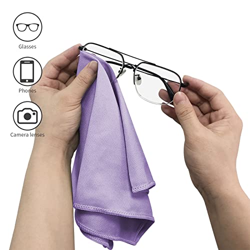 Puomue 6 Pack Microfiber Glass Cleaning Cloth, 16 Inch X 16 Inch, Lint Free Quickly Clean Window, Glasses, Windshields, Mirrors, and Stainless Steel, Purple - color: Purple