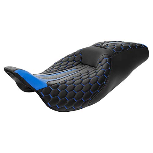 C.C. RIDER 2-up Motorcycle Seat Driver Passenger Touring Seat for Harley Davison Electra Glide Classic Street Glide Road Glide 2009-2023 - color: Seat-Blue Stitching
