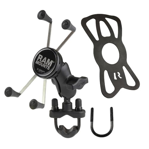 RAM MOUNTS Motorcycle Handlebar Phone Mount with U-Bolt Base, X-Grip Universal Cell Phone Holder with Short Arm for Bike, ATV, Scooter RAM-B-149Z-A-UN10U - style: Large Phones