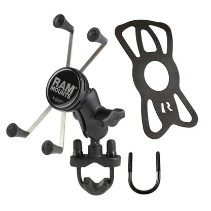 RAM MOUNTS Motorcycle Handlebar Phone Mount with U-Bolt Base, X-Grip Universal Cell Phone Holder with Short Arm for Bike, ATV, Scooter RAM-B-149Z-A-UN10U - style: Large Phones