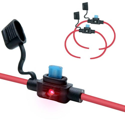 Waterproof in-line Micro2 LED Fuse Holder,12 AWG for Automotive, Marine（2 Pack） - style: LED Micro II