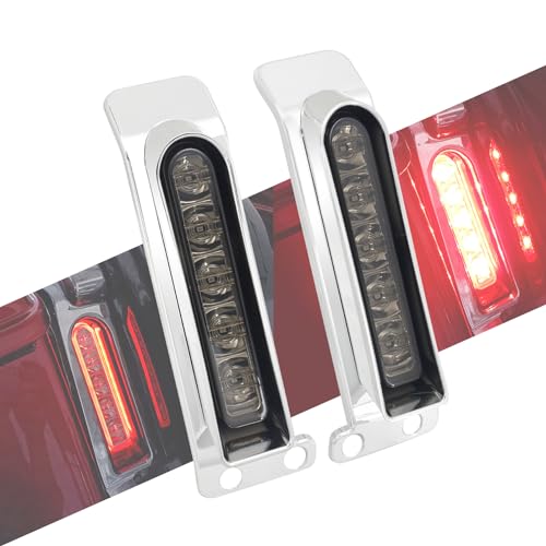 LED Filler Panel Lights Rear Fender Light Turn Signals Fit for Harley Touring Road Glide FLTR Electra Glide FLHT Road King FLHR Ultra Limited FLHTK 2014-2024 (Chrome Housing Smoke Len) - color: Chrome Housing Smoke Len