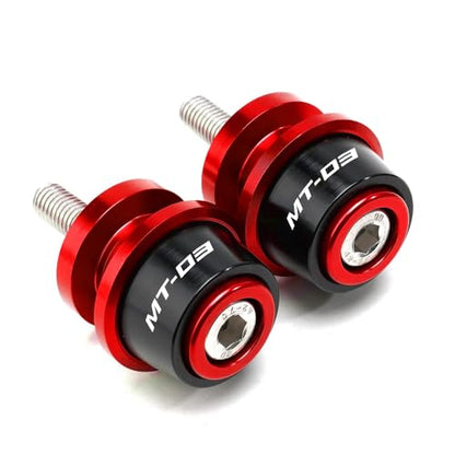 MOWOK Fit For YAMAHA MT03 MT-03 2015 2016 2017 2018 2019 2020 2021 2022 2023 2024 2025 Motorcycle Accessories 6MM Swingarm Spools Slider M6 Stand Screws (Red) - color: Red