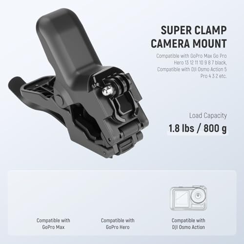 NEEWER Flexible Clamp Mount Compatible with GoPro DJI Action Cameras, Jaw Flex Super Clamp Holder, Desk Pole Clip Mount with Tube & Adapter Accessories for Photography & Video Recording, GP-80 - style: GP-80