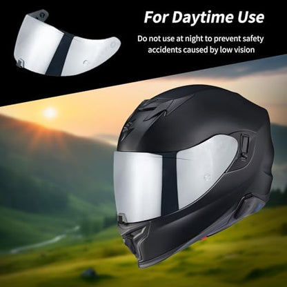 T520 Visor Full Face Helmet Shield Compatible with T520/ ST1400/ R1 Air Motorcycle Replacement Accessories (Chrome Silver) - color: Chrome Silver