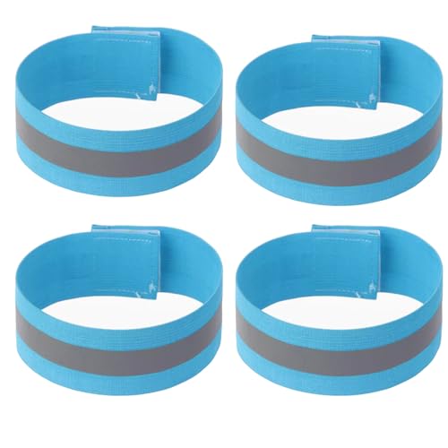 4PCS Reflective Wrist Strap 4x1.5cm Safety Gear Reflective Wristbands High Visibility Bike Ankle Bands Reflector Armband Self-Adhesive Reflective Bands for Walking,Night Sports Sky Blue - color: Sky Blue, size: 4x1.5cm