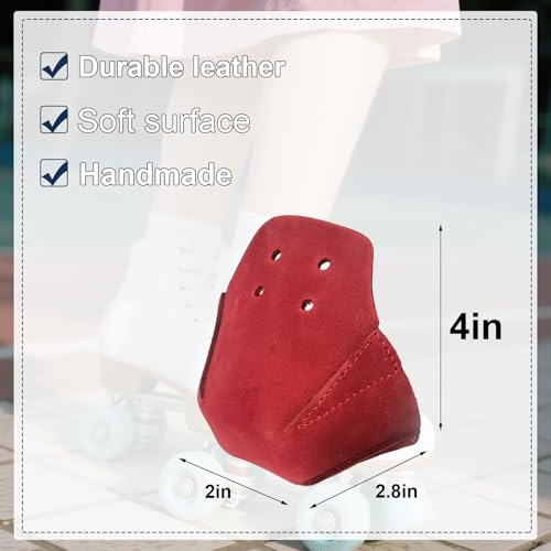 100% Real Cowhide | Toe Cap Guard Protectors | Roller Skate Derby Speed 1 Pair(Wine Red Color) - color: Wine Red Color