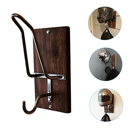 ULTECHNOVO Wall Mounted Helmet Rack Hooks Adjustable Motorcycle Helmet Holder Wooden Jacket Hanger for Garage and Entrance Random Color Metal Accessories