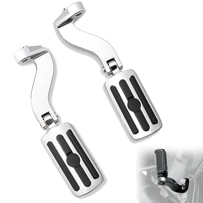 FOVPLUE Passenger Footpeg Kit, Chrome and Rubber Footrest + Passenger Pegs Mounting for Harley 1993-2025 Touring Road Glide FLT, Electra Glide FLHT, FLHS, Road King FLHR, Street Glide models, Chrome - color: For Chrome and Rubber