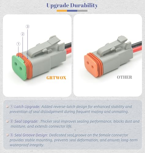 DT 2 Pin Connector Kit Waterproof Electrical Connector 16 AWG Male and Female Automotive Wire Connectors for Car Truck Boat, Dt Connector 6 Sets (2 Pin 6 Sets) - size: 2 Pin 6 Sets