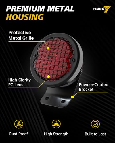 TSUNG Motorcycle LED Tail Light Grille with License Plate Light Rear Brake Stop Light Custom Taillight Compatible with Bobber Chopper Cafe Racer Cruiser Sporster 883 Rebel 500 Shadow (Mesh) - color: Mesh