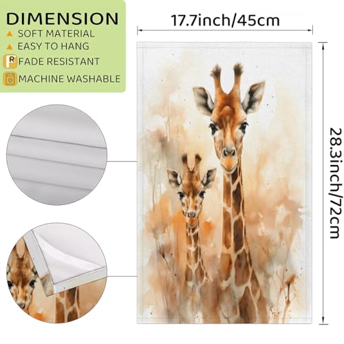 Watercolor Giraffe Kitchen Towels Set of 2 Absorbent Drying Dish Towels for Home and Bathroom - color: Brown