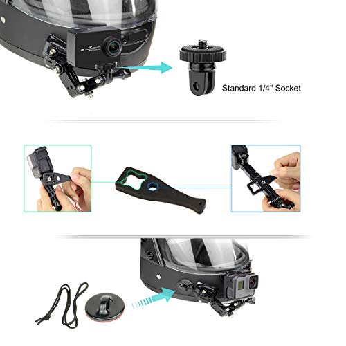 SOONSUN Motorcycle Helmet Chin Mount Kits for GoPro Hero 13 12 11 10 9 8 7 6 5 4 Hero Session, AKASO, SJCAM, Osmo Action Camera – Includes Adhesive Pads Flat Curved J-Hook Mount