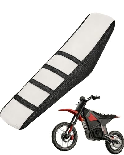 Seat Cover for Yozma IN10 Electric Dirt Bike,Black Stripe Non-Slip PVC Motorcycle Cushion Cover for E Dirt Pit Bike Ebike Yozma in 10-White - color: White-2