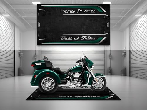MPM Motorcycle Mat for Best of Trike Washable Non - Slip Oil & Water Resistant Parking Pitmat for Garage, Showroom, Workshop Use | Alpine Green - Special Size: 110.2 x 63/280 x 160 cm - color: Alpine Green