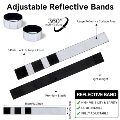 2 Pcs Reflective Bands for Night Running Walking Elastic Ankle Straps, Arm/leg Safety Wrist Band for Outdoor Sports