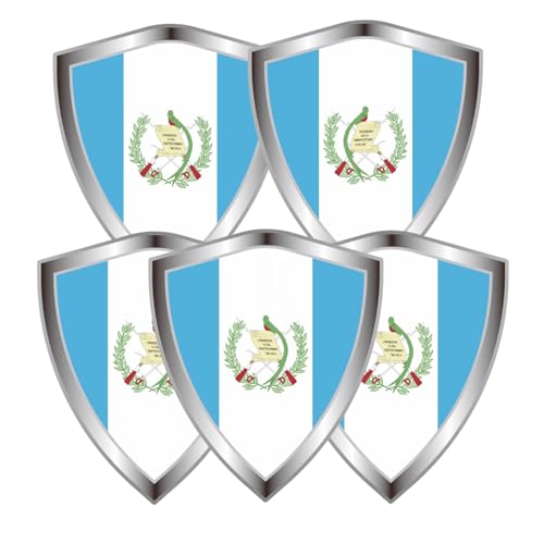 Guatemala Flag Decal Sticker - Guatemalan Flags Shield Shape Reflective Vinyl Car Stickers - for Car Window Bumper Laptop Waterproof Sticker (5Pcs) - color: Guatemala