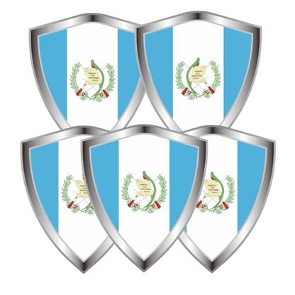 Guatemala Flag Decal Sticker - Guatemalan Flags Shield Shape Reflective Vinyl Car Stickers - for Car Window Bumper Laptop Waterproof Sticker (5Pcs) - color: Guatemala