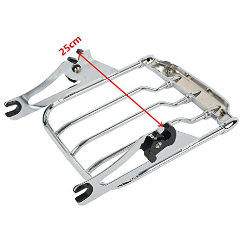 XFMT Motorcycle Chrome Detachable Two-Up Luggage Rack for Air Wing Harley Touring Road King Street Glide Road Glide Electra Glide 2009-Later - color: For Air-wing Luggage Rack-Chrome