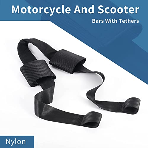 Motorcycle Rear Wheel Tie Down Strap and Bar Harness Handlebar, Universal Soft Loop Strap Wheel Transport Balance Tire Straps for Trailer Scotter and Motorcycle (Handlebar and Real Straps) - style: Handlebar and Real straps