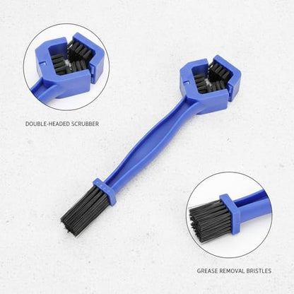 Bicycle Chain Cleaning Brush, Double-Headed Drivetrain Scrubber for Bike and Motorcycle Maintenance, PP Plastic Tool for Grease and Grime Removal (1 PC) - color: Blue