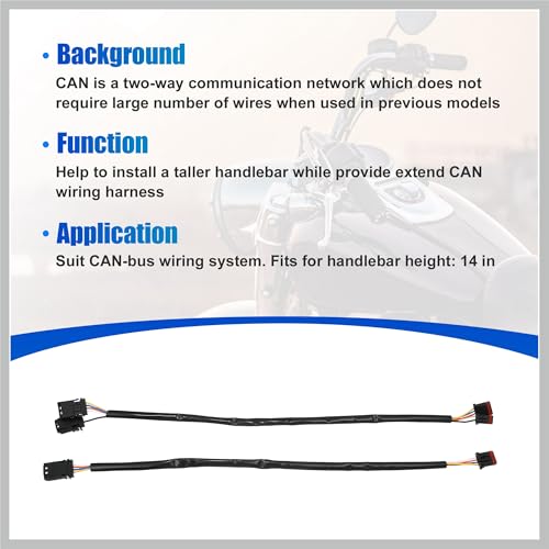 14" Handlebar CAN Bus Circuit Wire Extension Harness for Harley Dynas Electra Glide Road Glide Sportster Handlebar Wire Extension Switch Wiring Harness Replacement Car Parts