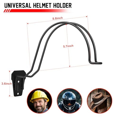 TVKB Motorcycle Helmet Holder Wall Mount Multifunctional Metal Hanger Rack Motorcycle Accessories for Hats Mask Garage 2pack